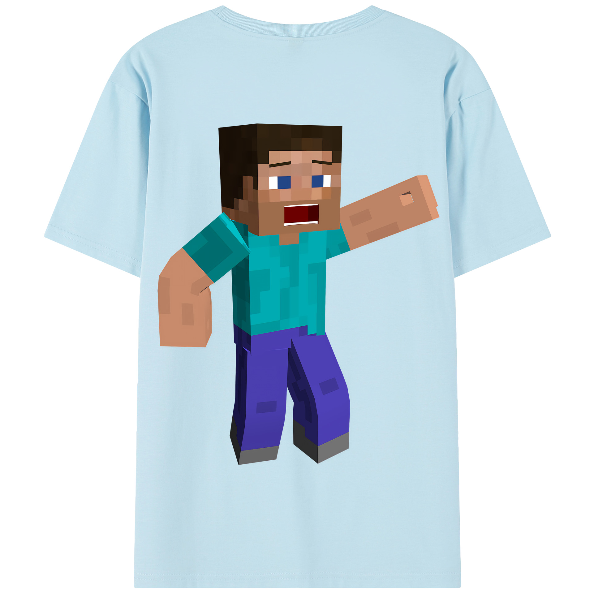 （画像用） マインクラフト ブロックの世界 Minecraft MC Block world 綿100％半袖Tシャツ（背面プリント）